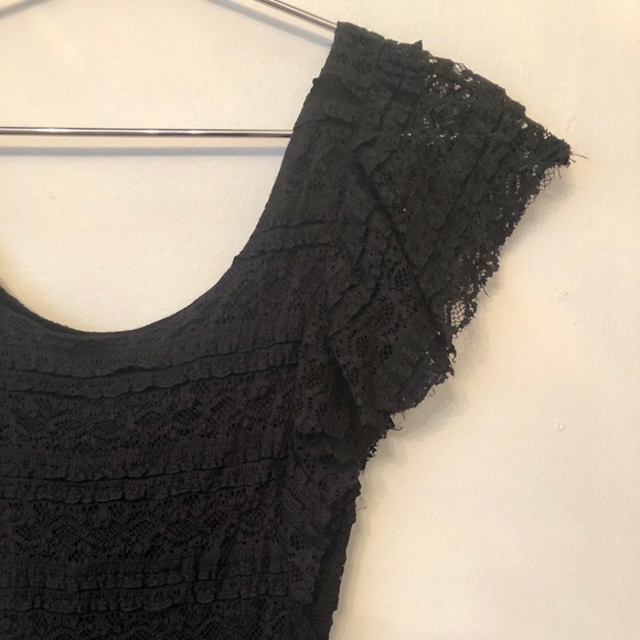 H&M black lace mini dress w/ all over ruffles - Picture 2 of 3